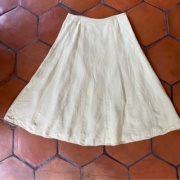 Talbots 100% Pure Irish Linen A-Line Skirt Sz 10 Fully Lined Side Zip Boho - Picture 1 of 6